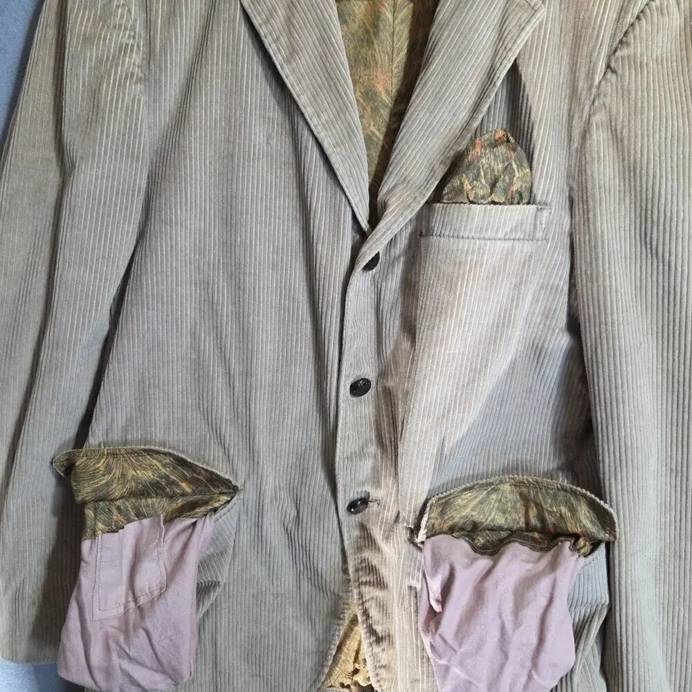 Vtg Corduroy Sport Coat Men's 40 READ Tan Blazer Jacket Union USA 60s 70s Preppy